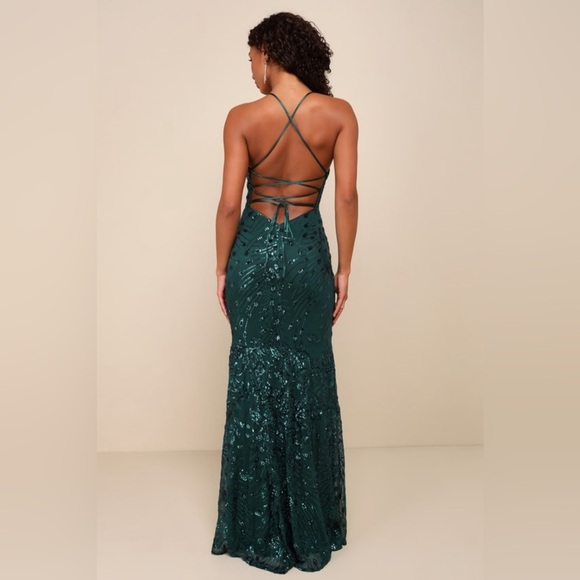 Lulus - Photo Finish Sequin Lace-Up Maxi Dress - Size S - Picture 2 of 6